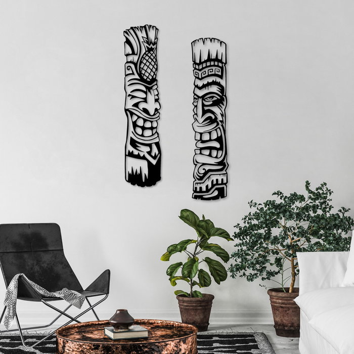 Wallity Tiki Escultura de Pared de Metal Negra (2 Piezas) Wallity Tiki Escultura de Pared de Metal Negra (2 Piezas)